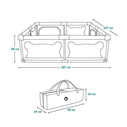 Lionelo - leikkikehä WILLOW XL, harmaa