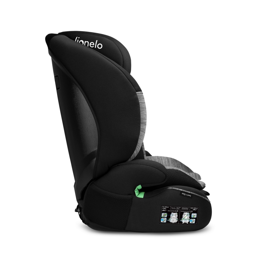 Lionelo - LEVI i-Size turvaistuin 76-150 cm musta/harmaa