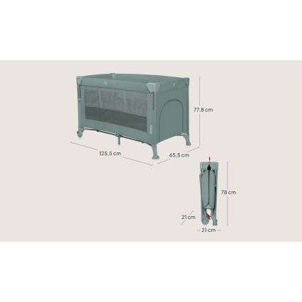 Lionelo - Matkasänky 3-in-1 ELLEN Salviavihreä