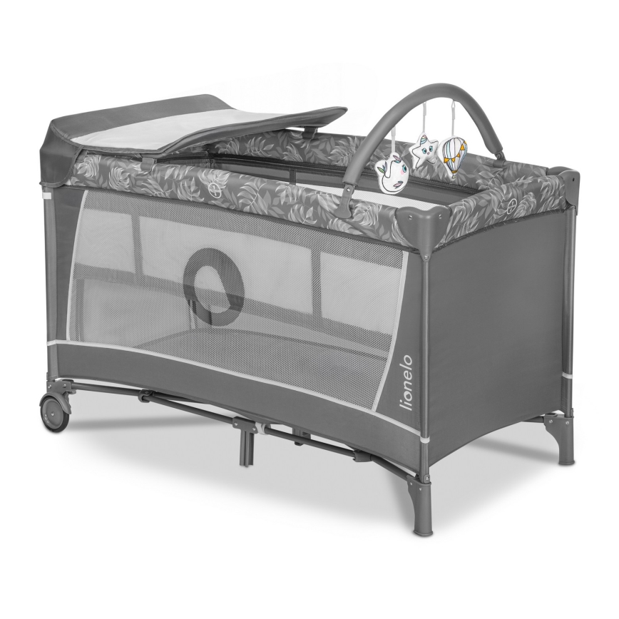 Lionelo - Matkasänky FLOWER Grey Stone