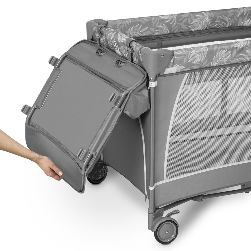 Lionelo - Matkasänky FLOWER Grey Stone