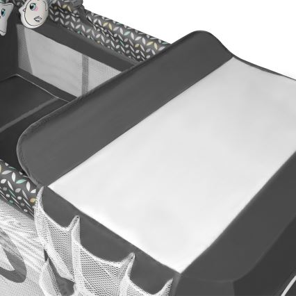 Lionelo - matkasänky FLOWER harmaa Scandi