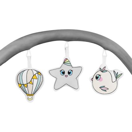 Lionelo - matkasänky FLOWER harmaa Scandi