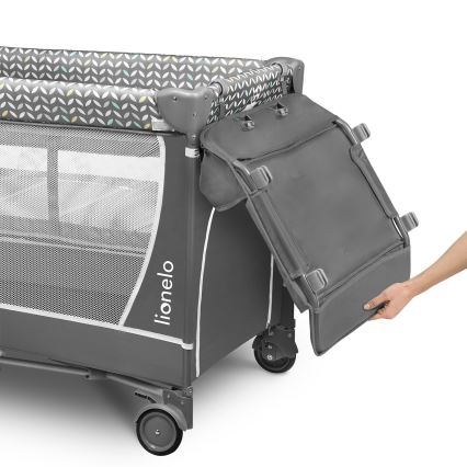 Lionelo - matkasänky FLOWER harmaa Scandi