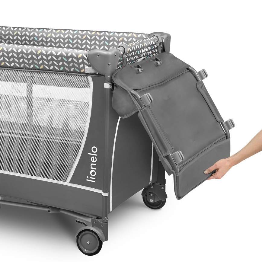 Lionelo - matkasänky FLOWER harmaa Scandi