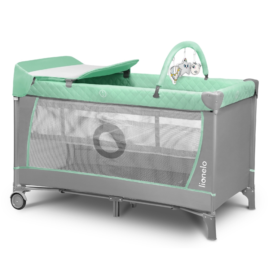 Lionelo - Matkasänky FLOWER Turkoosi