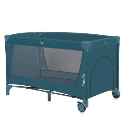 Lionelo - Matkasänky FLOWER Vihreä-turkoosi