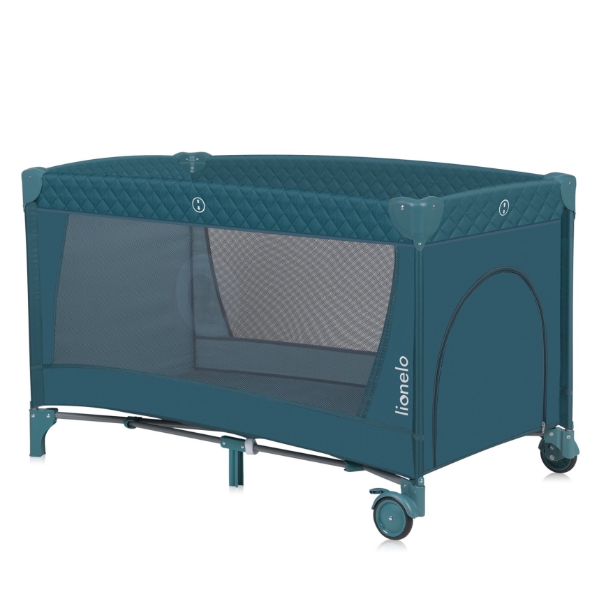 Lionelo - Matkasänky FLOWER Vihreä-turkoosi