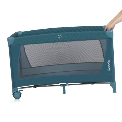 Lionelo - Matkasänky FLOWER Vihreä-turkoosi