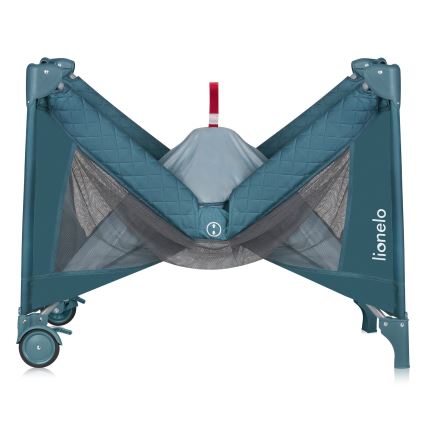 Lionelo - Matkasänky FLOWER Vihreä-turkoosi