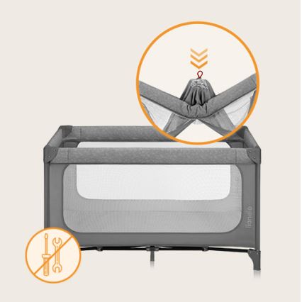 Lionelo - Matkasänky JASMIN EASY FOLD Grey Stone