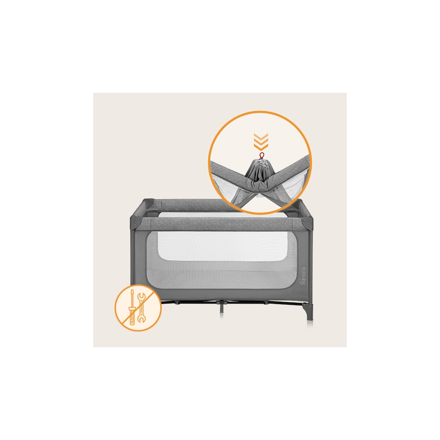 Lionelo - Matkasänky JASMIN EASY FOLD Grey Stone