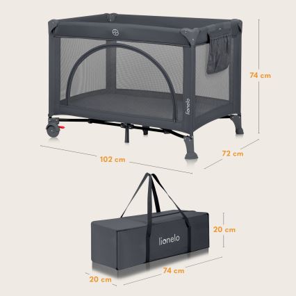 Lionelo - Matkasänky LAURA Betoninharmaa