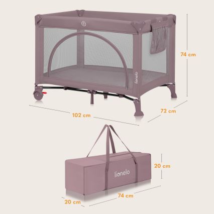 Lionelo - matkasänky LAURA, vaaleanpunainen nude