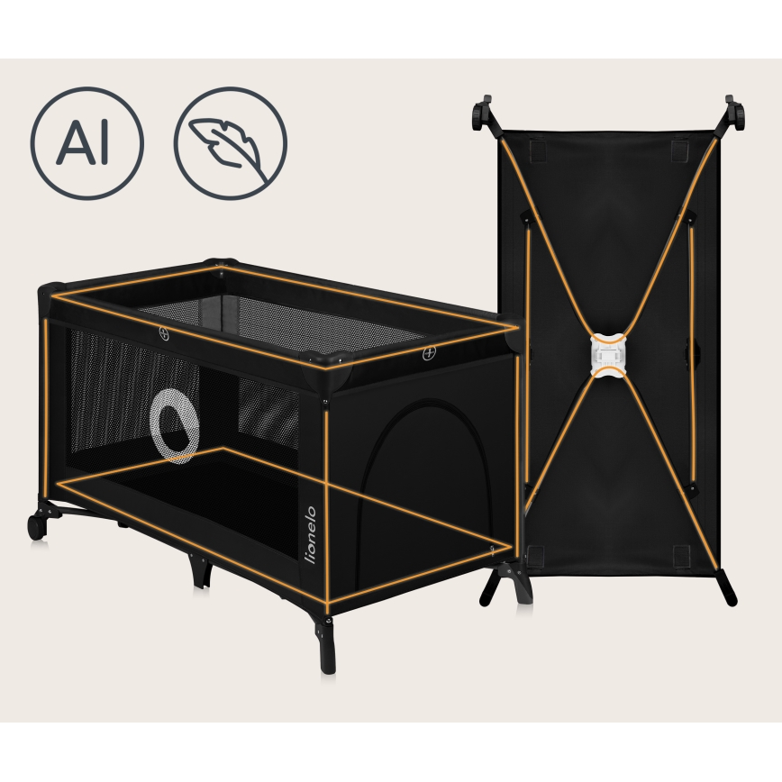 Lionelo - Matkasänky STEFI Black Carbon