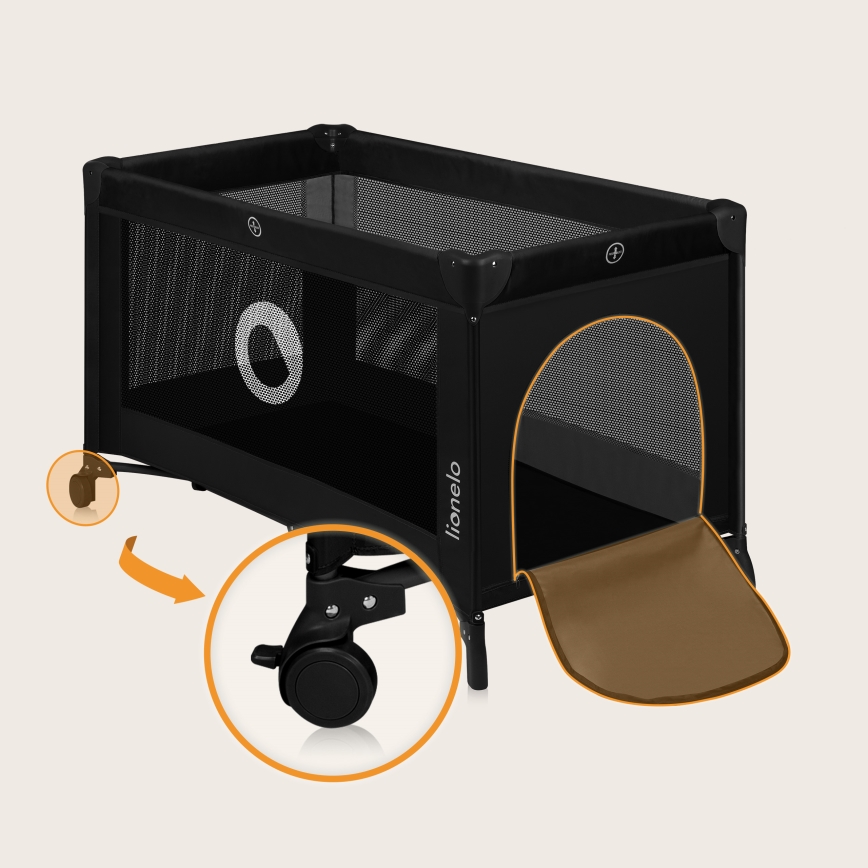 Lionelo - Matkasänky STEFI Black Carbon