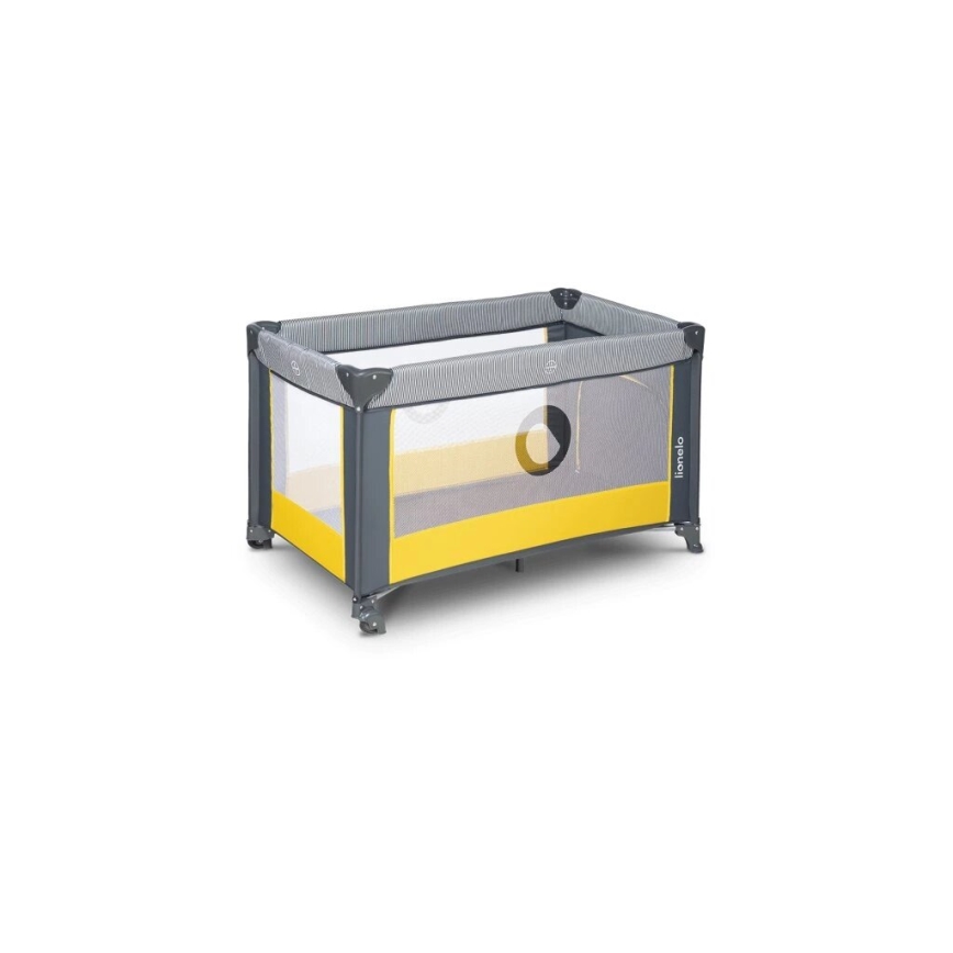 Lionelo - Matkasänky STEFI harmaa/keltainen