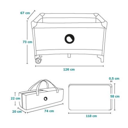 Lionelo - Matkasänky STEFI harmaa/keltainen