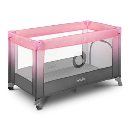 Lionelo - Matkasänky STEFI pinkki/harmaa