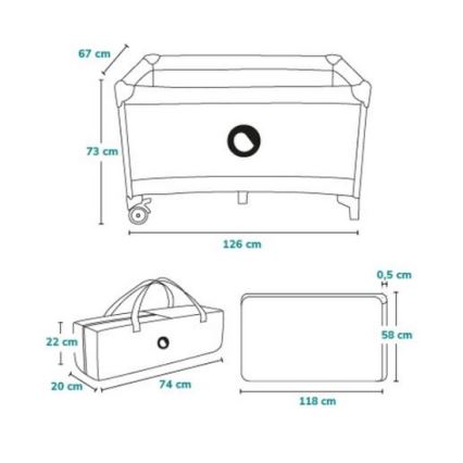 Lionelo - Matkasänky STEFI pinkki/harmaa