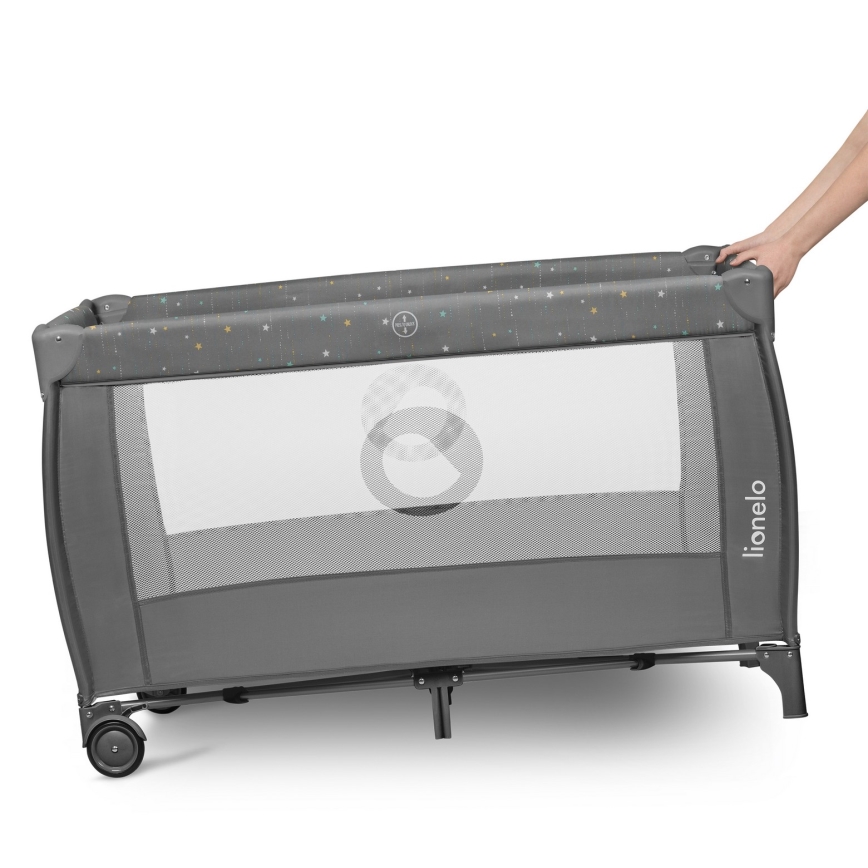 Lionelo - Matkasänky STEFI PLUS, harmaa monivärinen