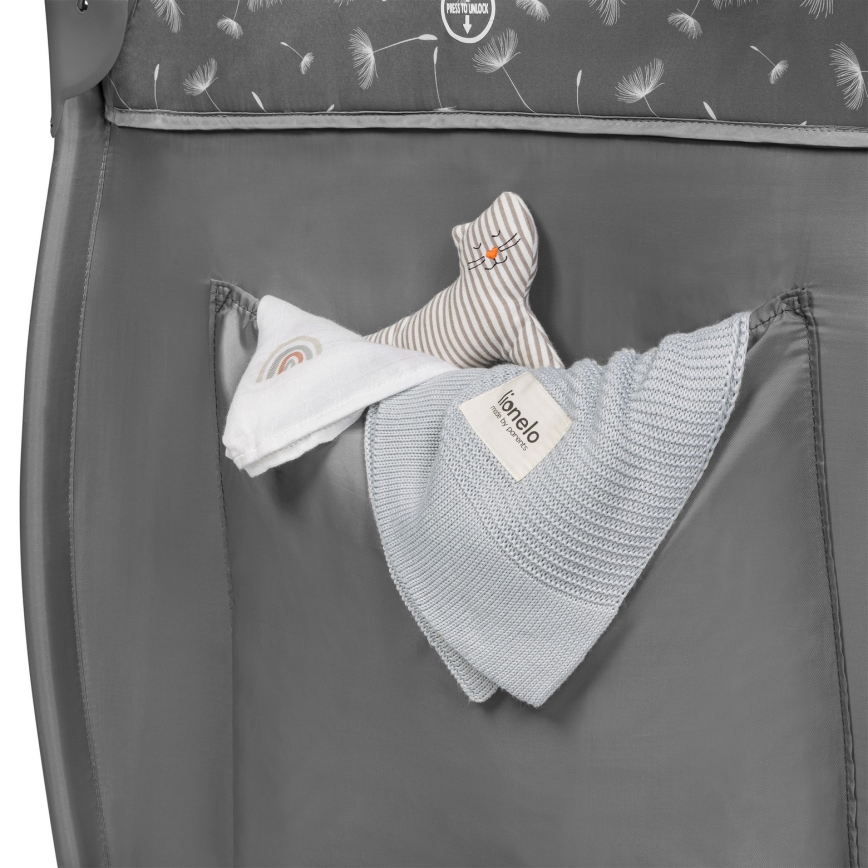 Lionelo - Matkasänky STEFI PLUS, harmaa/valkoinen