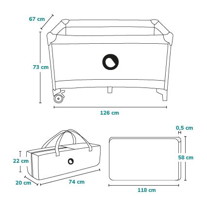 Lionelo - Matkasänky STEFI siniharmaa