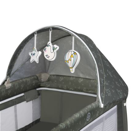 Lionelo - Matkasänky SVEN PLUS beige/oliivinvihreä