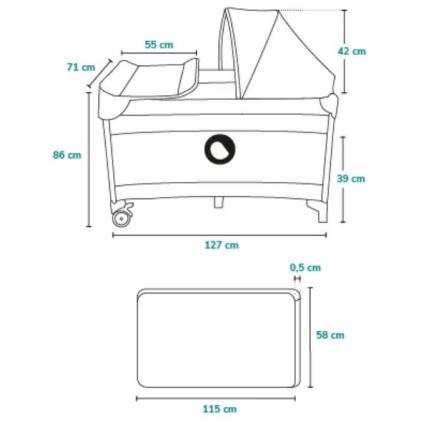 Lionelo - Matkasänky SVEN PLUS harmaa
