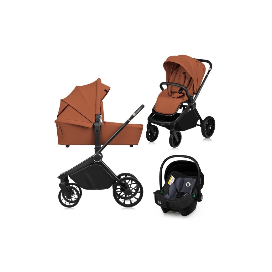 Lionelo - MIKA PLUS 3-in-1 yhdistelmävaunut, ruosteenruskea