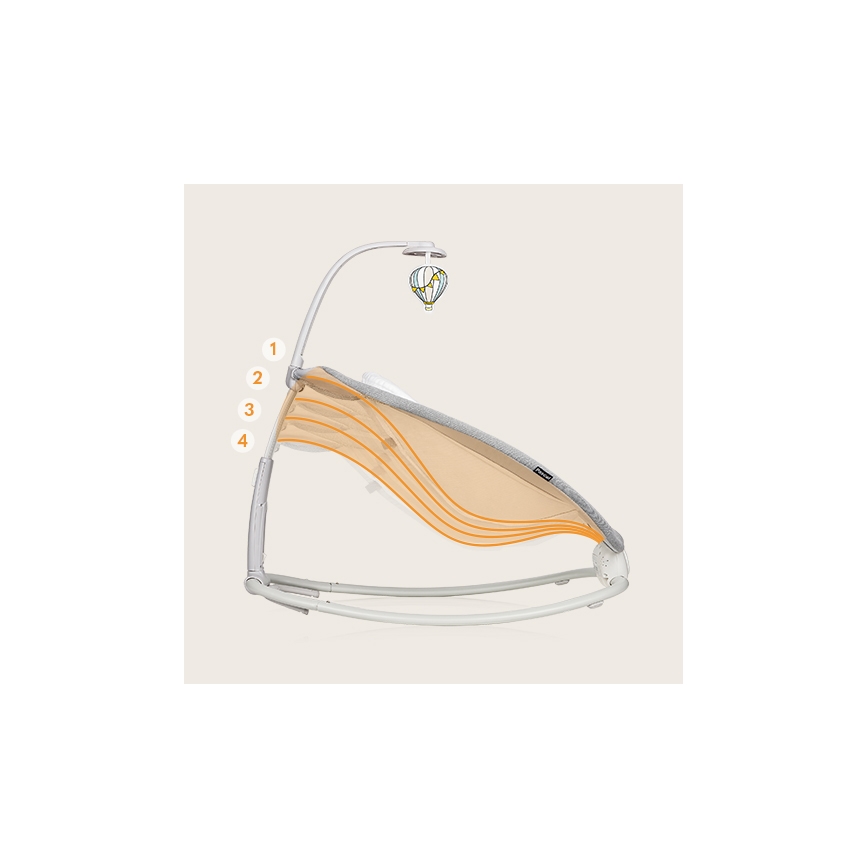 Lionelo - PASCAL lasten värisevä keinu, melodialla, 2xAA, harmaa