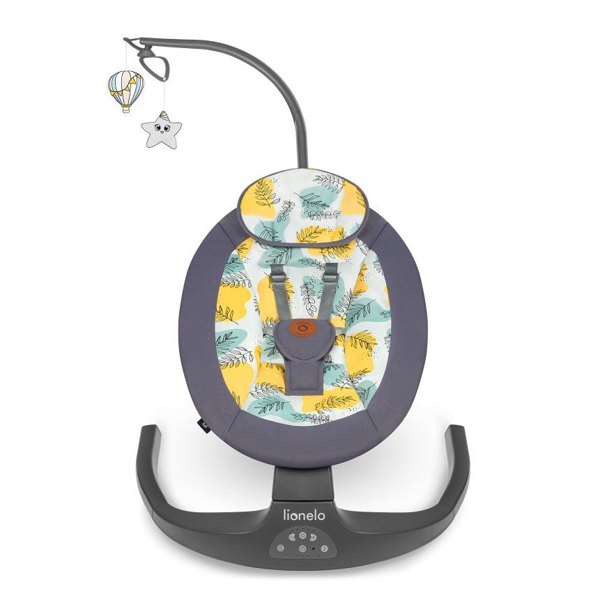 Lionelo - RALF lasten keinu melodialla, 4xAA, betoninharmaa + kaukosäädin