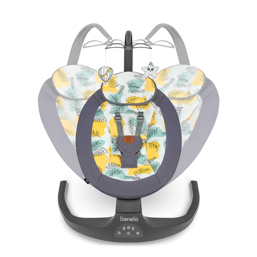 Lionelo - RALF lasten keinu melodialla, 4xAA, betoninharmaa + kaukosäädin