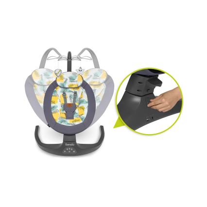 Lionelo - RALF lasten keinu melodialla, 4xAA, betoninharmaa + kaukosäädin