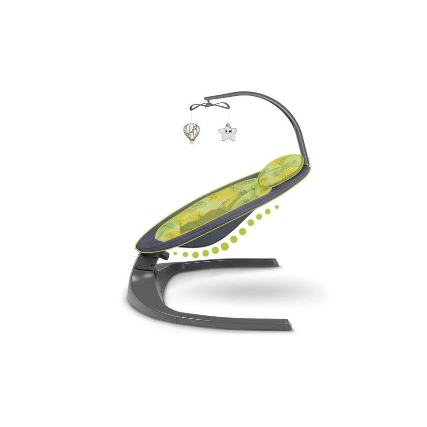 Lionelo - RALF lasten keinu melodialla, 4xAA, betoninharmaa + kaukosäädin