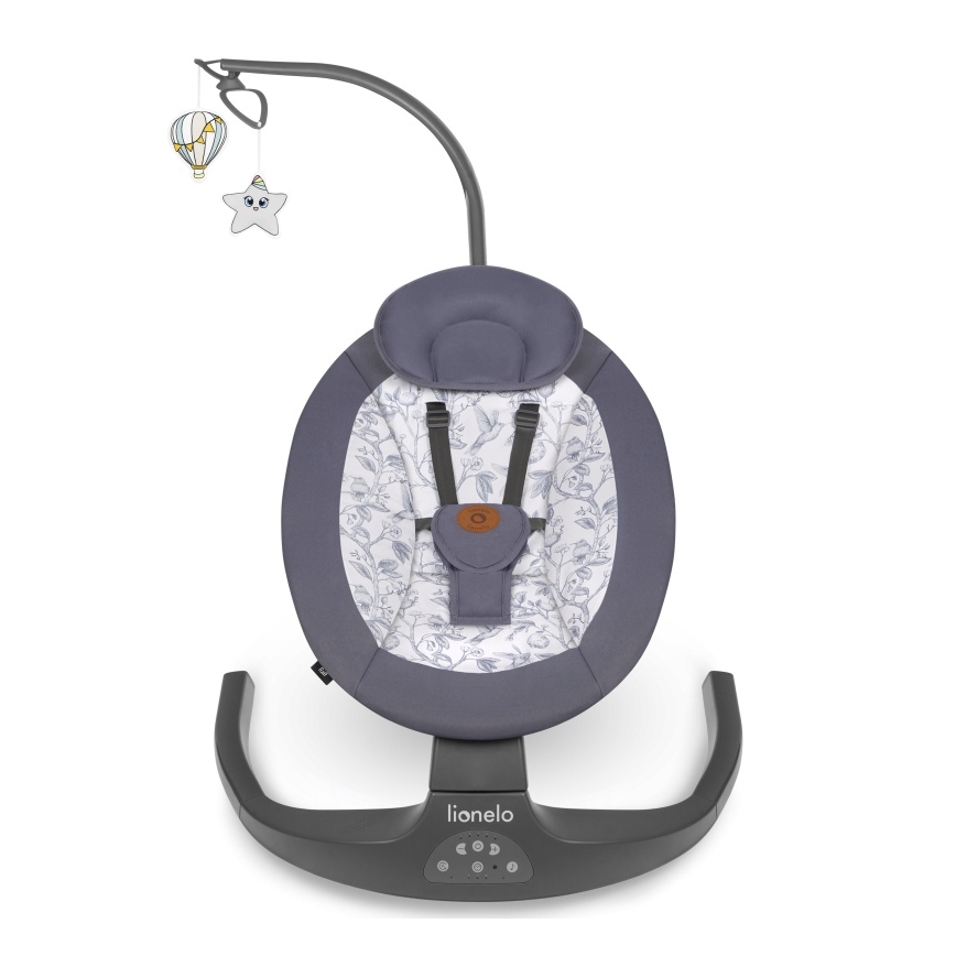 Lionelo - RALF-vauvakeinu melodioilla, 4xAA, harmaa-valkoinen + kaukosäädin