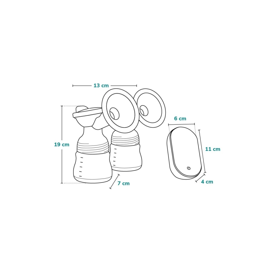 Lionelo - Sähköinen ladattava kaksoisrintapumppu TWEE GO 5V 1100 mAh 150 ml