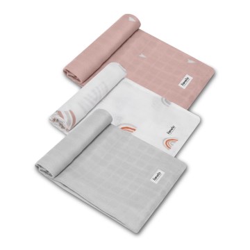 Lionelo - SETTI 3x bambumusliiniliinaa BAMBOO SET 70x70 cm Sateenkaari