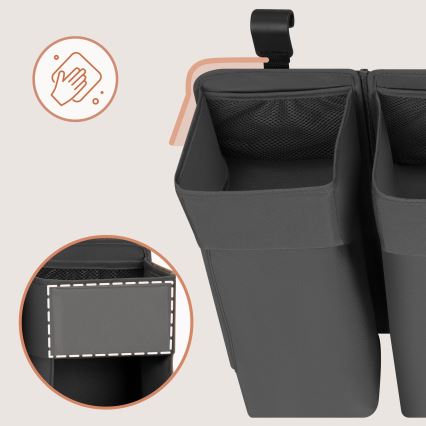 Lionelo - SIDEPOCKET 3-in-1 pinnasängyn järjestäjä, harmaa