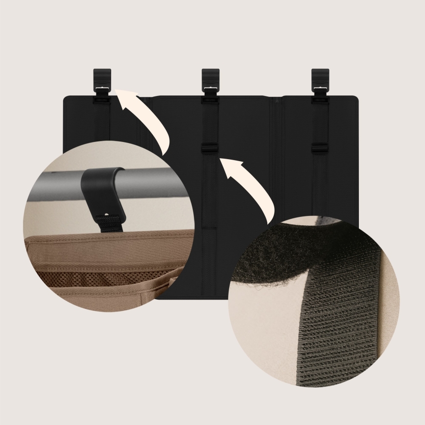 Lionelo - SIDEPOCKET 3-in-1 sängyn sivutasku, musta