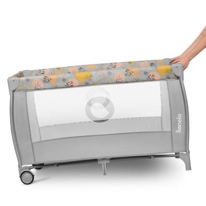 Lionelo - STEFI PLUS matkasänky, vaaleanpunainen/keltainen