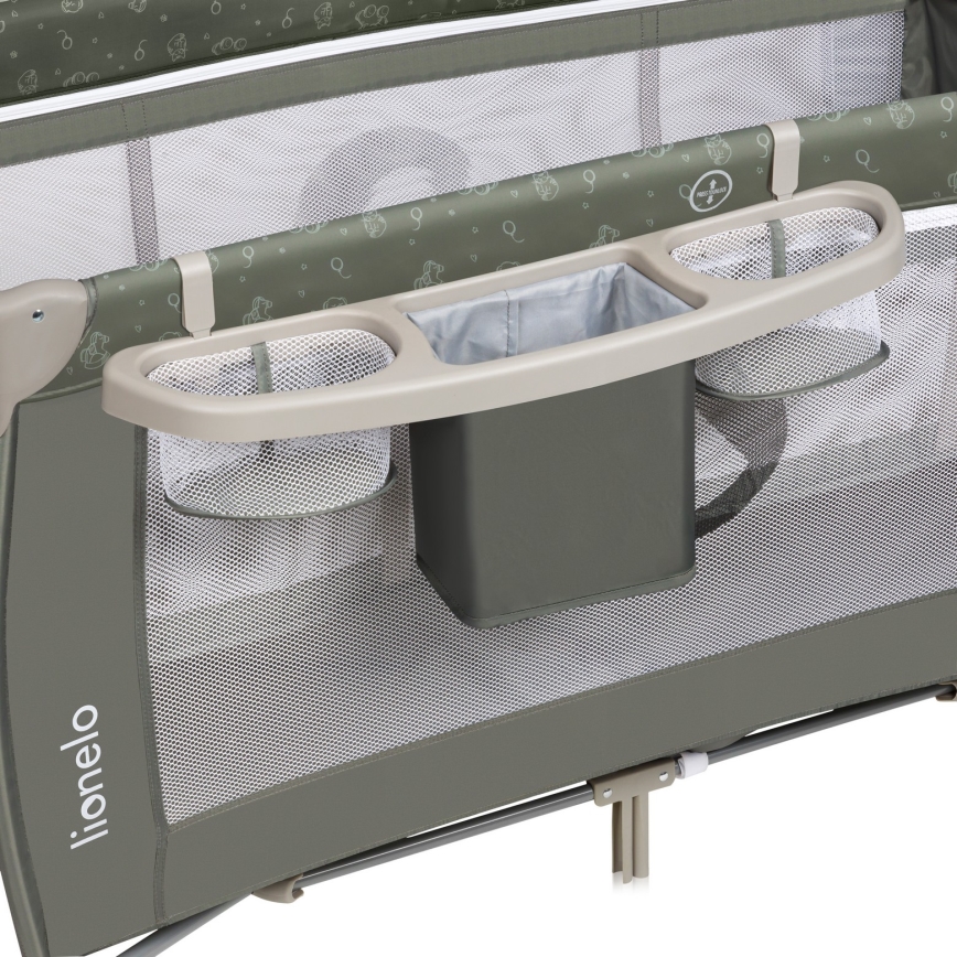 Lionelo - SVEN PLUS matkasänky, beige/oliivi