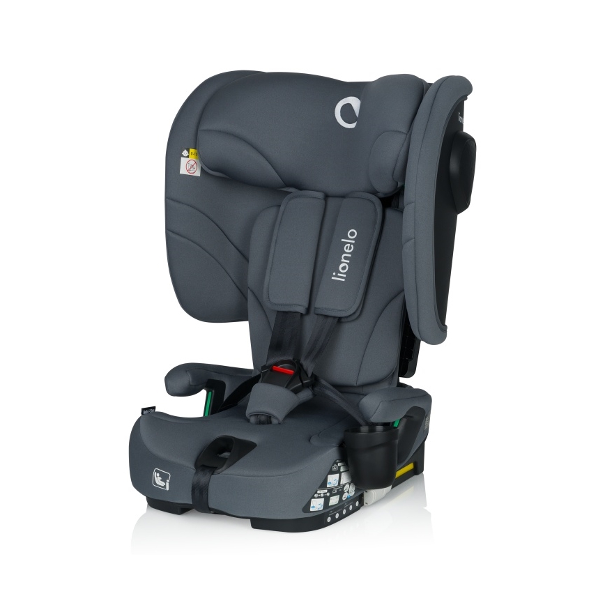 Lionelo - Taitettava turvaistuin NELLY i-Size 76-150 cm Harmaa grafiitti