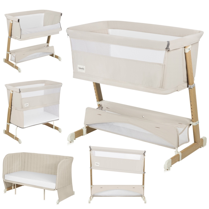 Lionelo - THOMI PLUS 5-in-1 muunneltava vauvan pinnasänky, beige hiekka