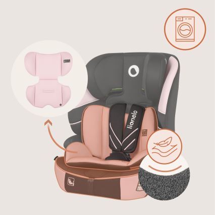 Lionelo - Turvaistuin LEVI FIX i-Size 76-150 cm Vaaleanpunainen