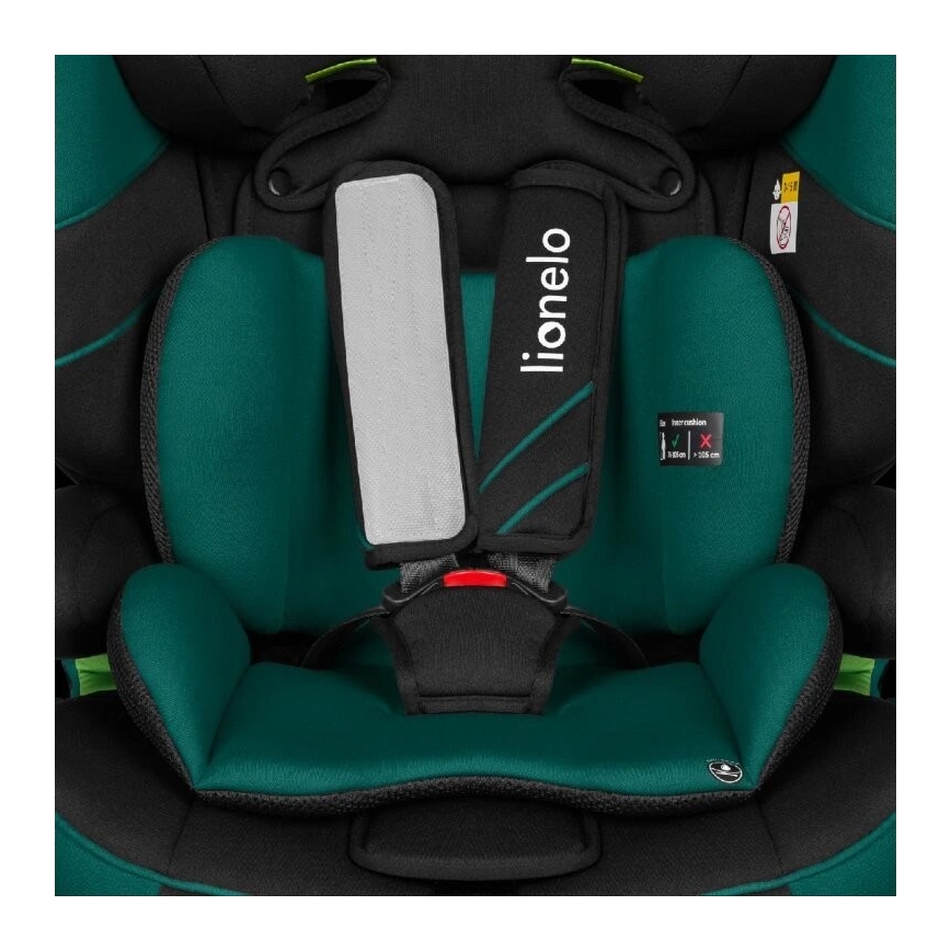 Lionelo - Turvaistuin LEVI ONE i-Size 76-150 cm musta/vihreä