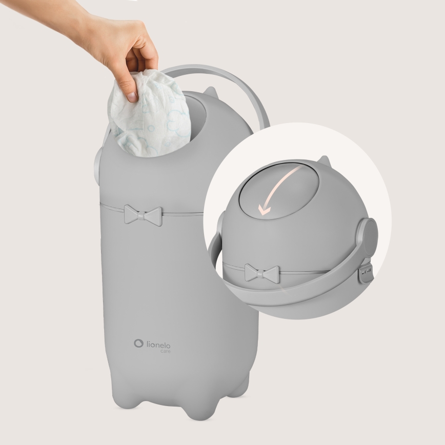 Lionelo - Vaippajäteastia PUREBIN 10 l Harmaa