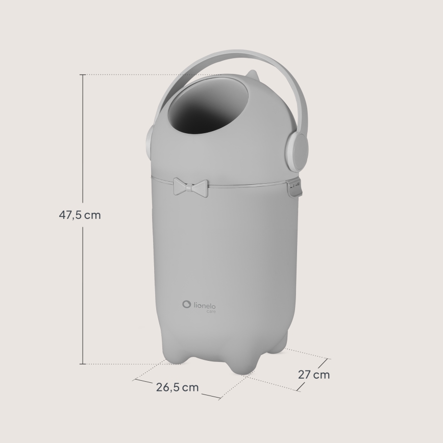 Lionelo - Vaippajäteastia PUREBIN 10 l Harmaa