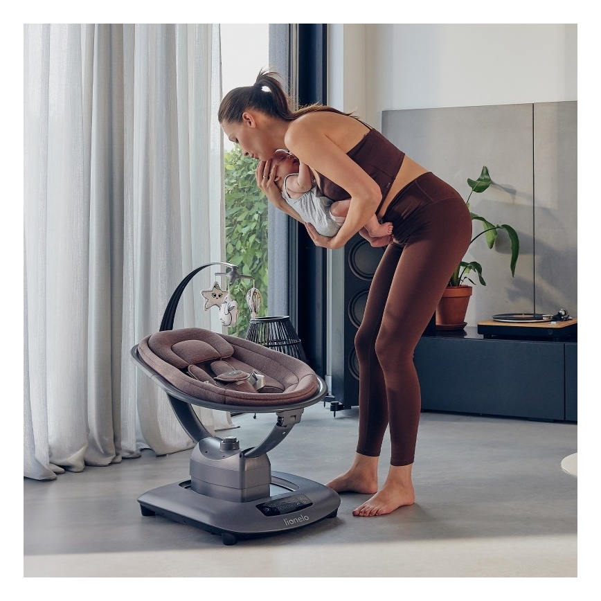 Lionelo - vauvakeinu BLOSSOM melodialla, Pink Mauve + kaukosäädin