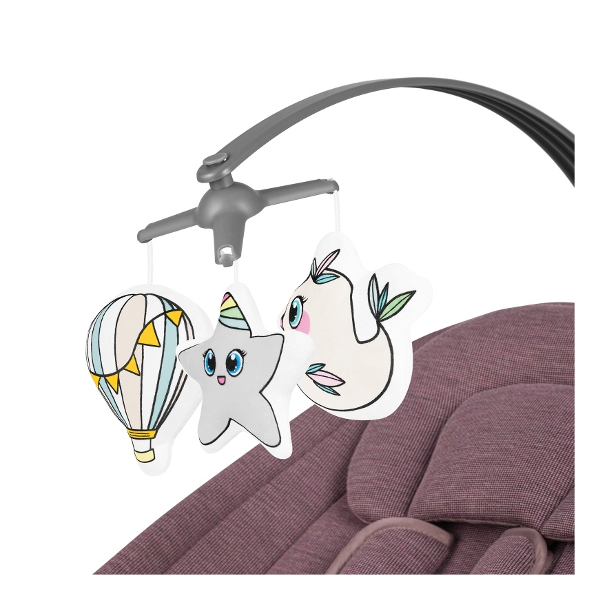 Lionelo - Vauvakeinu melodialla BLOSSOM Pink Mauve + kaukosäädin